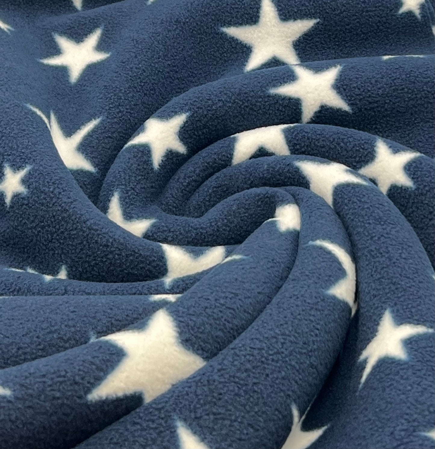 Navy Stars Printed Anti-Pil Polar Fleece Fabric Blanket Loungewear