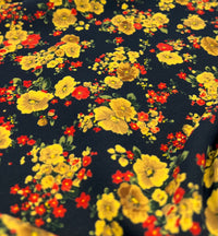 Yellow Ditsy Floral Lightweight Crepe Fabric 155GSM Non Stretch