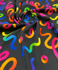 Party Streamers Print Cotton Stretch Jersey 200 GSM 95/5 Lycra 4 Way Stretch