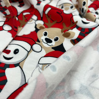 Santa Snow French Terry Loopback Cotton Jersey Lycra 4 Way Stretch