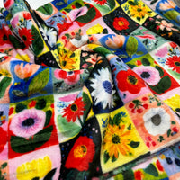 Flower Grid Cuddle Fleece Fabric Blanket Loungewear