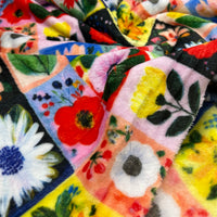Flower Grid Cuddle Fleece Fabric Blanket Loungewear