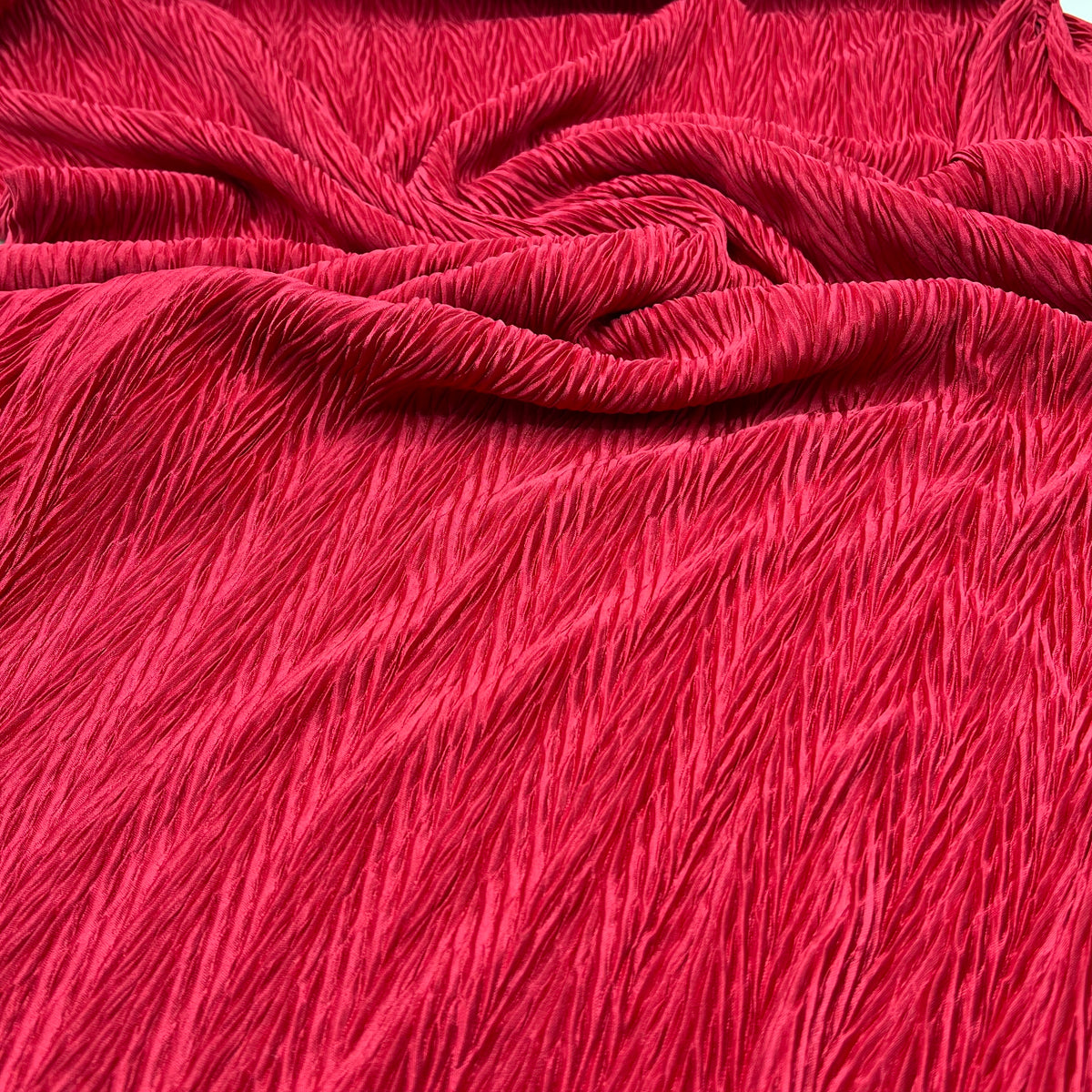 Burgundy Wave Plisse Pleated Stretch Fabric