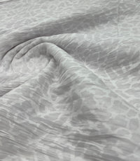 White Animal Crinkled Lightweight Non Stretch Woven Fabric