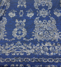 Navy Blue Floral Melange Knit Stretch Fabric