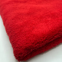 Red Sherpa Navy Backed Fleece Fluffy Faux Fur Fabric