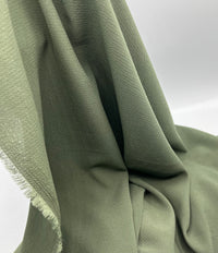 Khaki Green Plain Lightweight Bubble Crepe Fabric