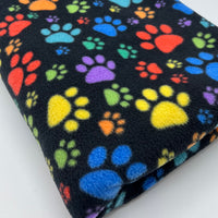 Rainbow Paw Printed Anti-Pil Polar Fleece Fabric Blanket Loungewear