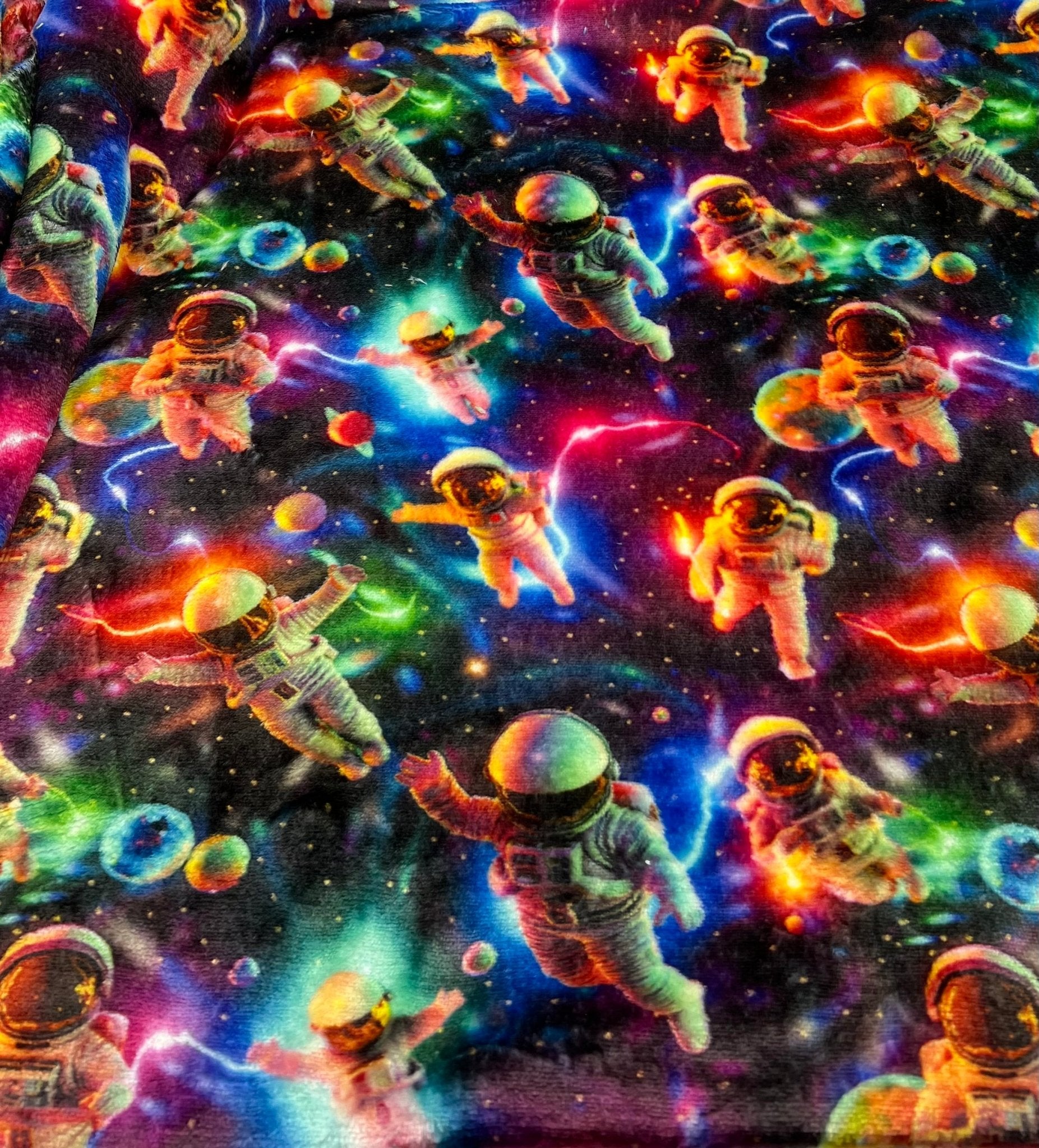 3D Astronauts Cuddle Fleece Fabric Blanket Loungewear - T9 Fabrics