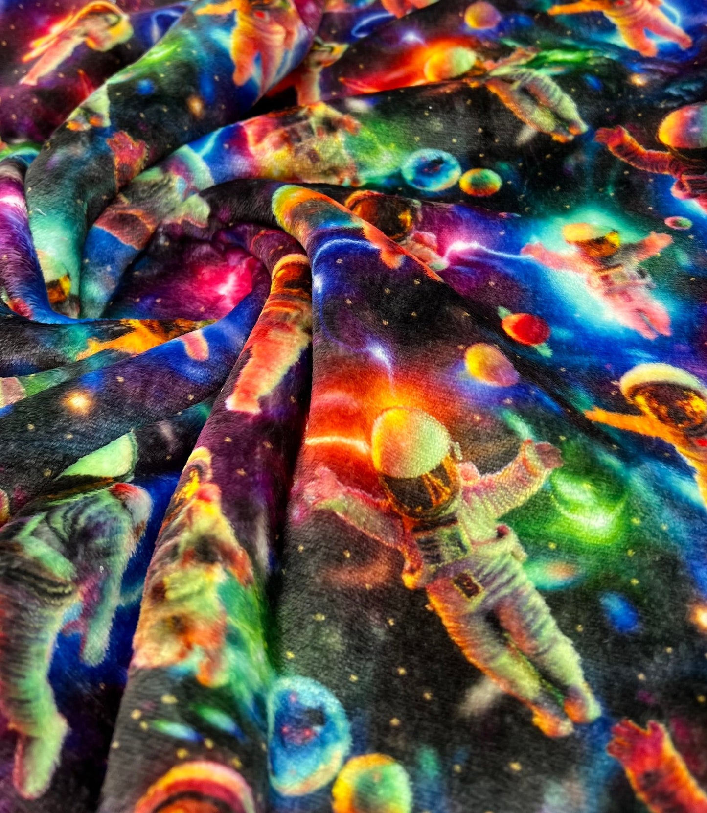 3D Astronauts Cuddle Fleece Fabric Blanket Loungewear - T9 Fabrics