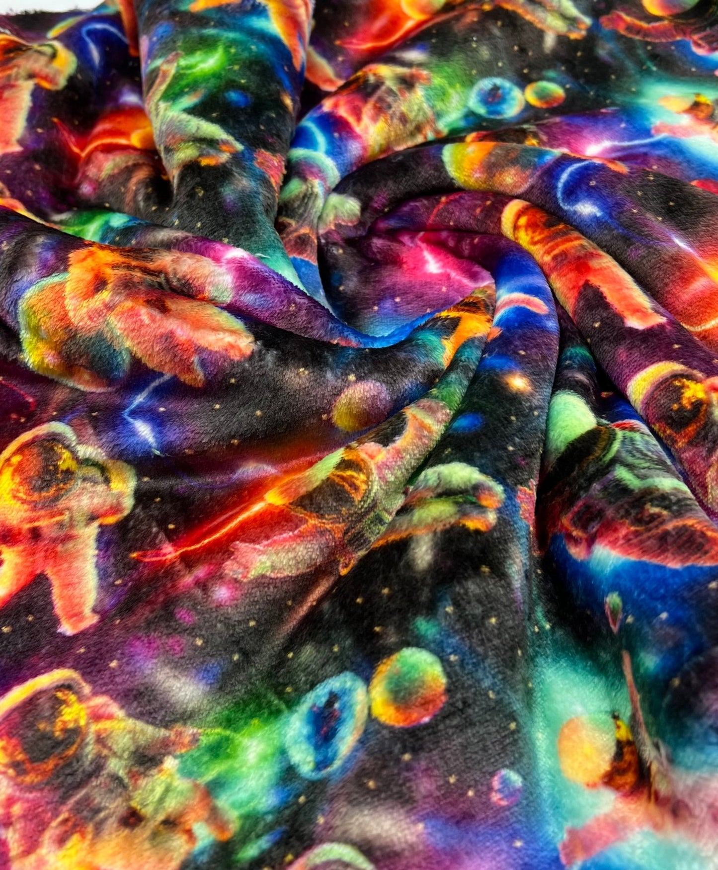 3D Astronauts Cuddle Fleece Fabric Blanket Loungewear - T9 Fabrics