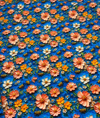 3D Bumblebees Print Cotton Stretch Jersey 200 GSM 95/5 Lycra 4 Way Stretch - T9 Fabrics