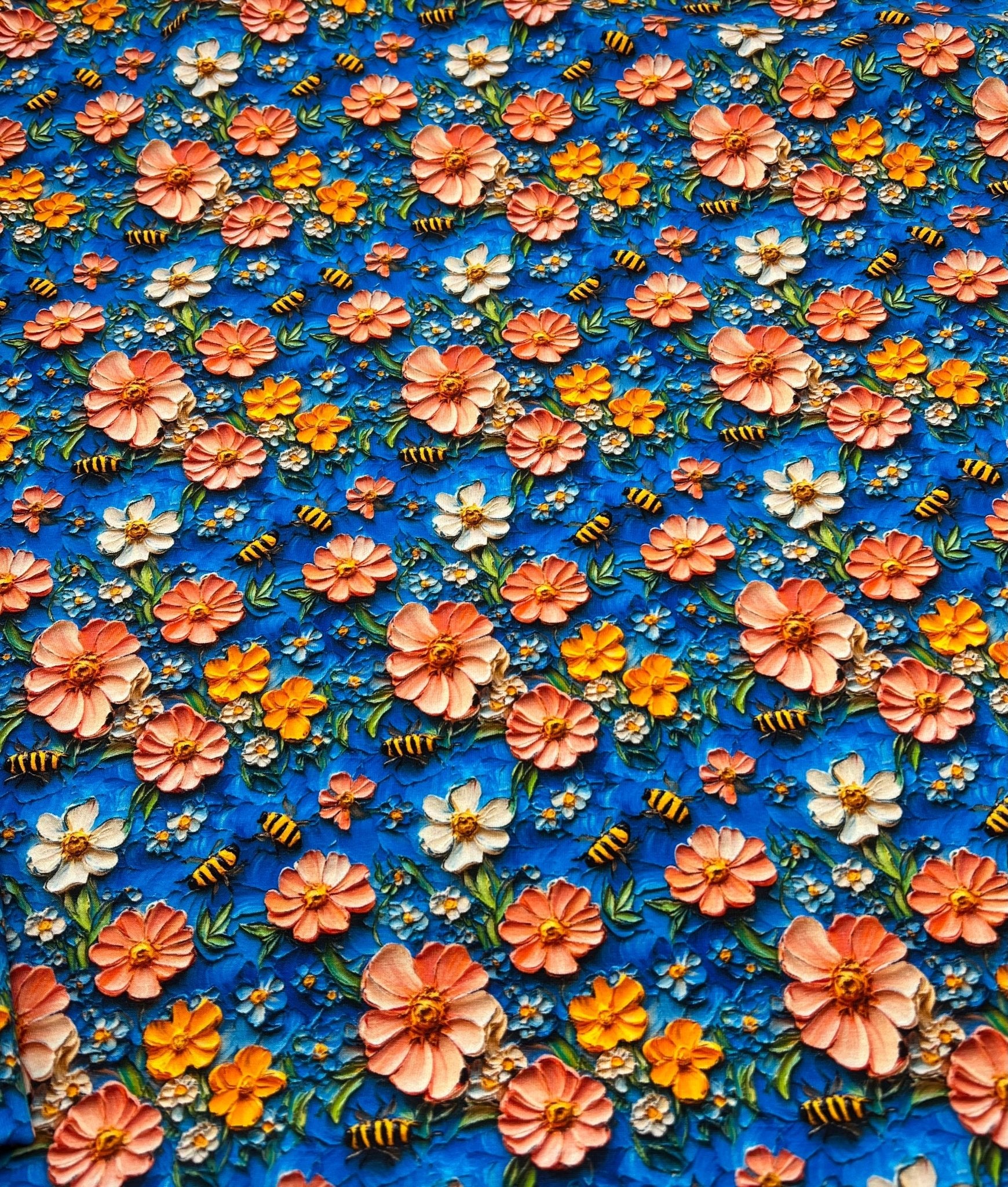 3D Bumblebees Print Cotton Stretch Jersey 200 GSM 95/5 Lycra 4 Way Stretch - T9 Fabrics