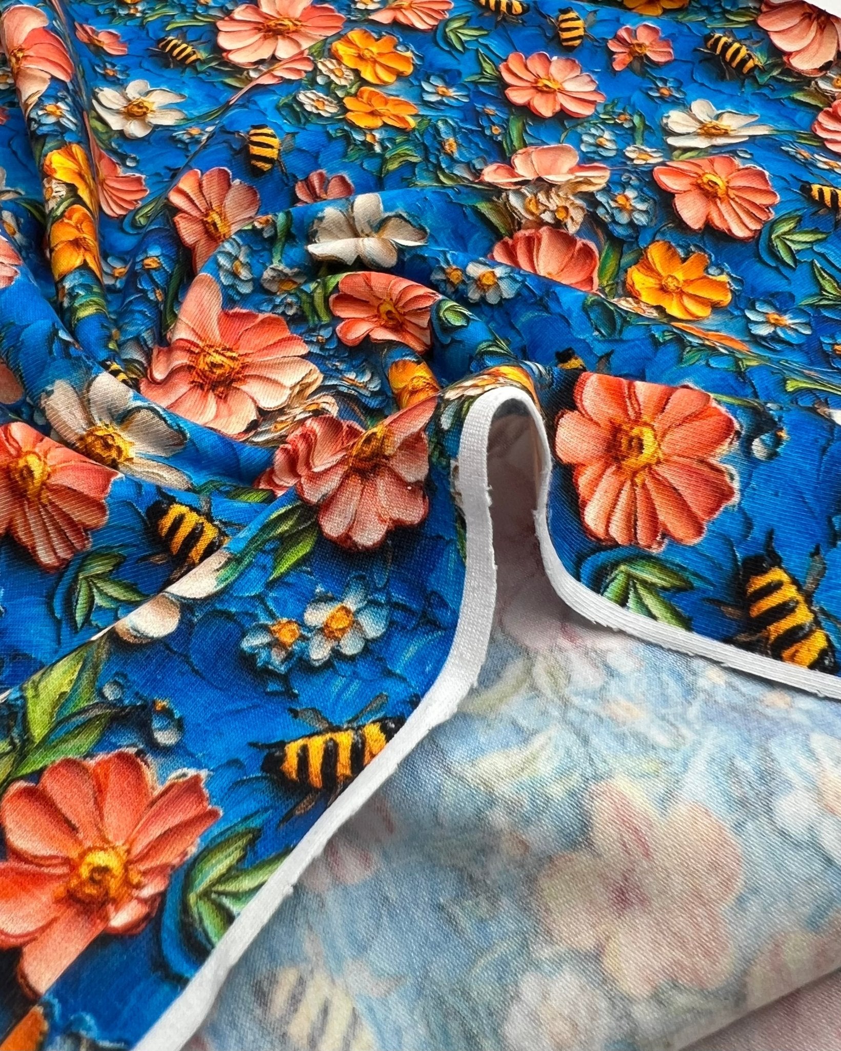 3D Bumblebees Print Cotton Stretch Jersey 200 GSM 95/5 Lycra 4 Way Stretch - T9 Fabrics