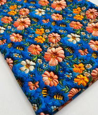 3D Bumblebees Print Cotton Stretch Jersey 200 GSM 95/5 Lycra 4 Way Stretch - T9 Fabrics