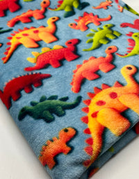 3D Dinos Cuddle Fleece Fabric Blanket Loungewear - T9 Fabrics