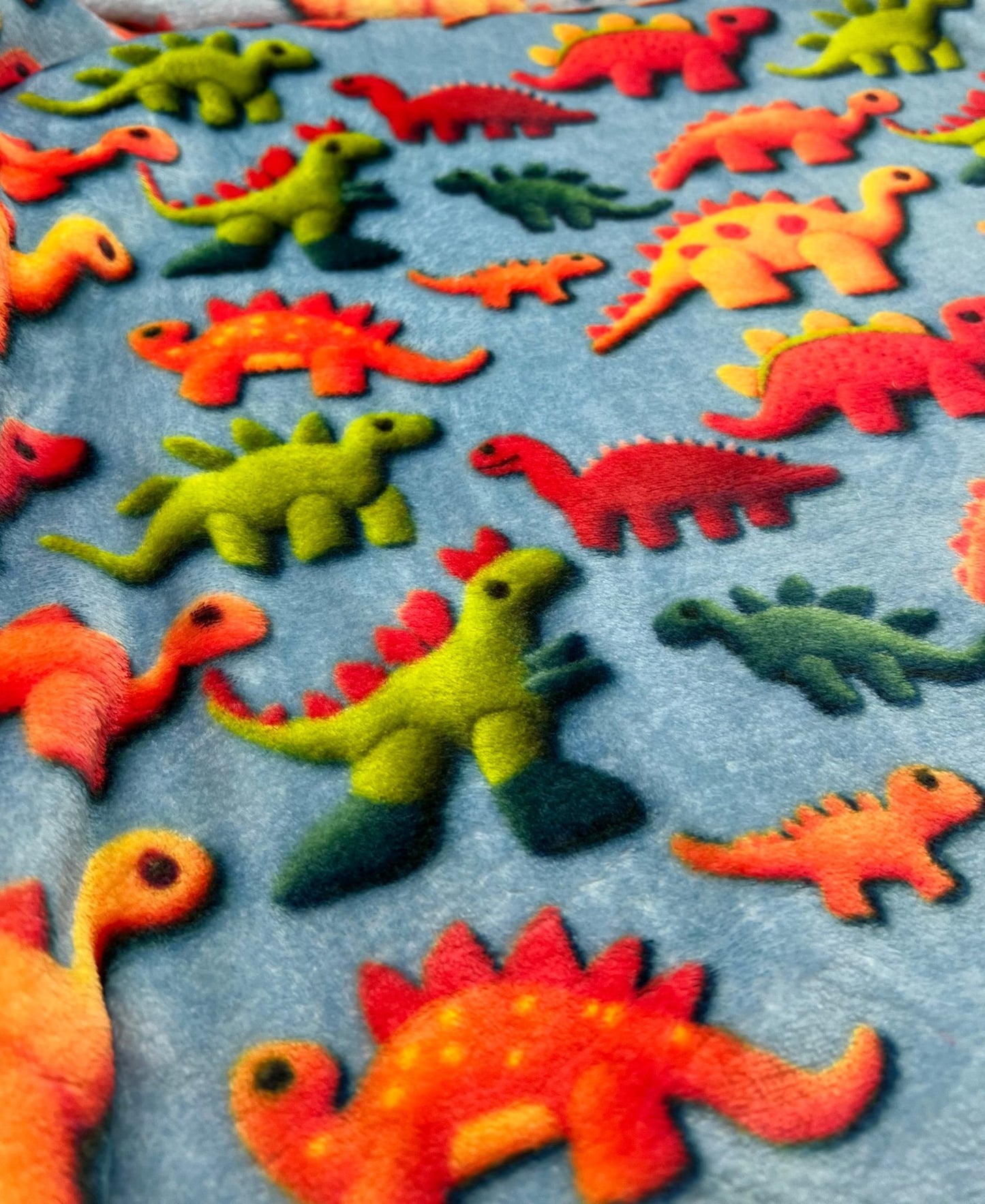 3D Dinos Cuddle Fleece Fabric Blanket Loungewear - T9 Fabrics