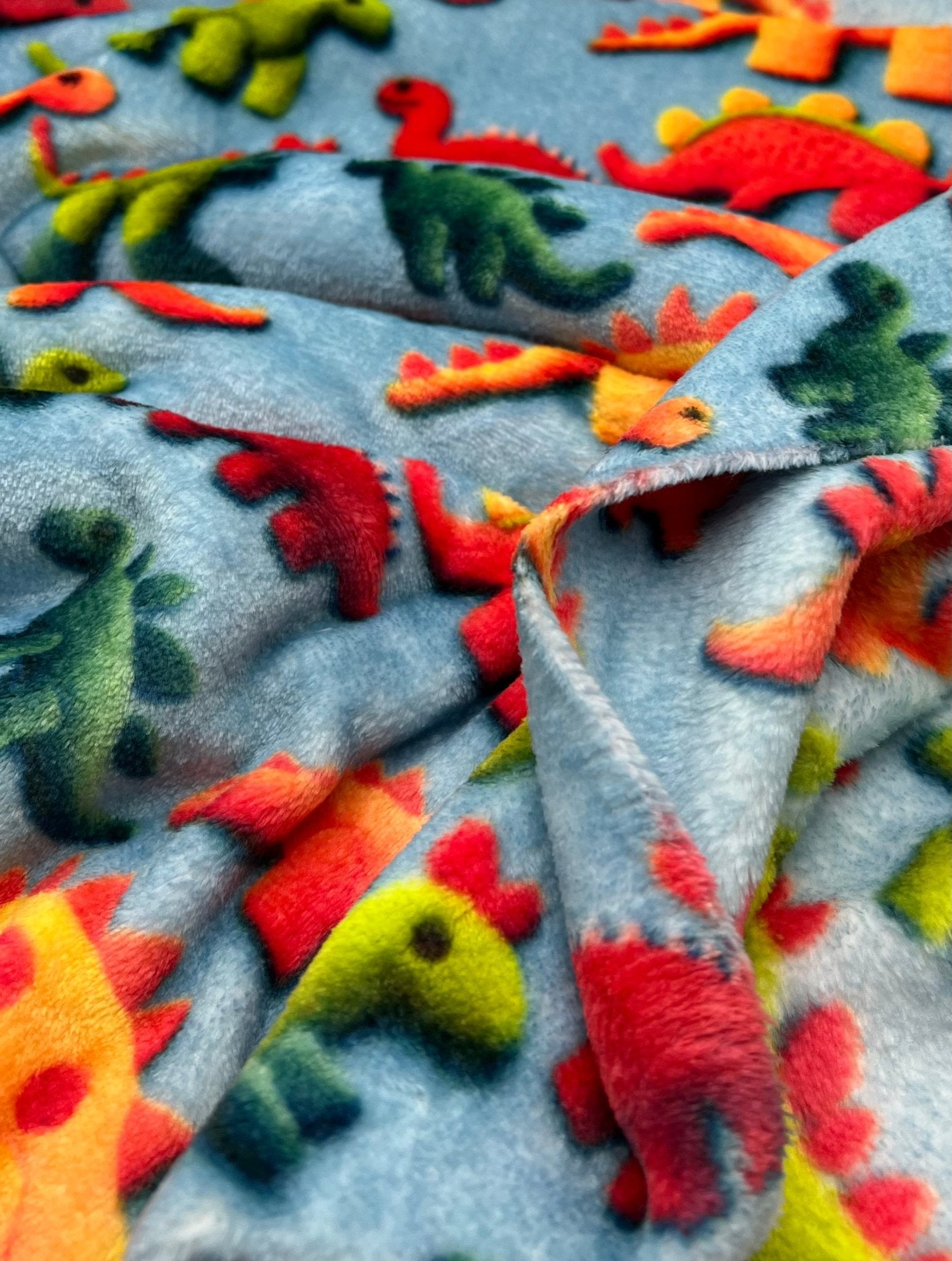 3D Dinos Cuddle Fleece Fabric Blanket Loungewear - T9 Fabrics
