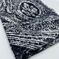 Navy Cream Vintage Paisley Lace Fabric Stretch