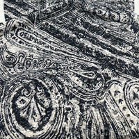 Navy Cream Vintage Paisley Lace Fabric Stretch