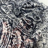 Navy Cream Vintage Paisley Lace Fabric Stretch