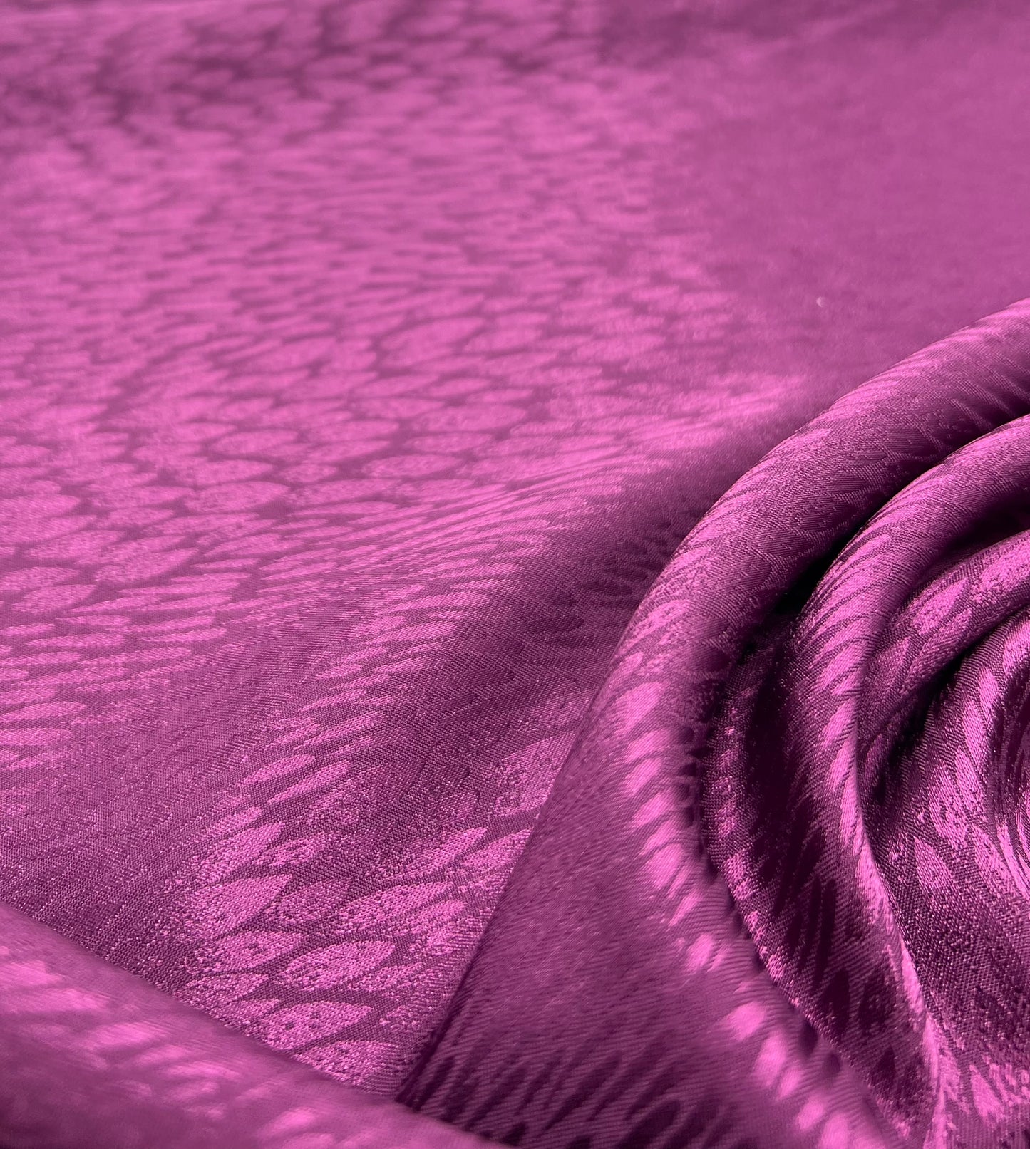 Purple Small Animal Silky Satin Feel Non Stretch Fabric