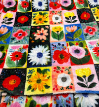 Flower Grid Cuddle Fleece Fabric Blanket Loungewear