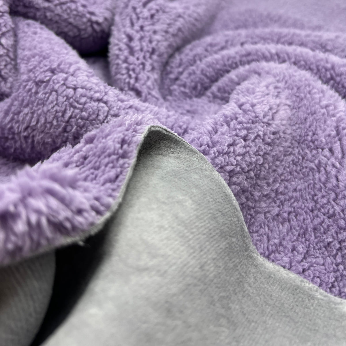 Lilac Grey Luxury Sherpa Backed Fleece Fluffy Faux Fur Fabric L