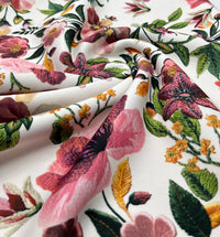 Floral Printed Plain Scuba 4 Way Stretch Jersey Fabric