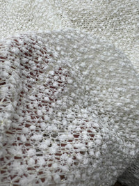 Ivory Boucle Metallic Thread Knit Fabric 2 Way Stretch Fabric