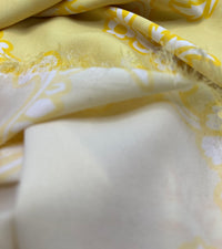 Yellow White Print Lightweight Crepe Fabric 115GSM Non Stretch