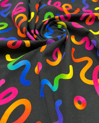 Party Streamers Print Cotton Stretch Jersey 200 GSM 95/5 Lycra 4 Way Stretch
