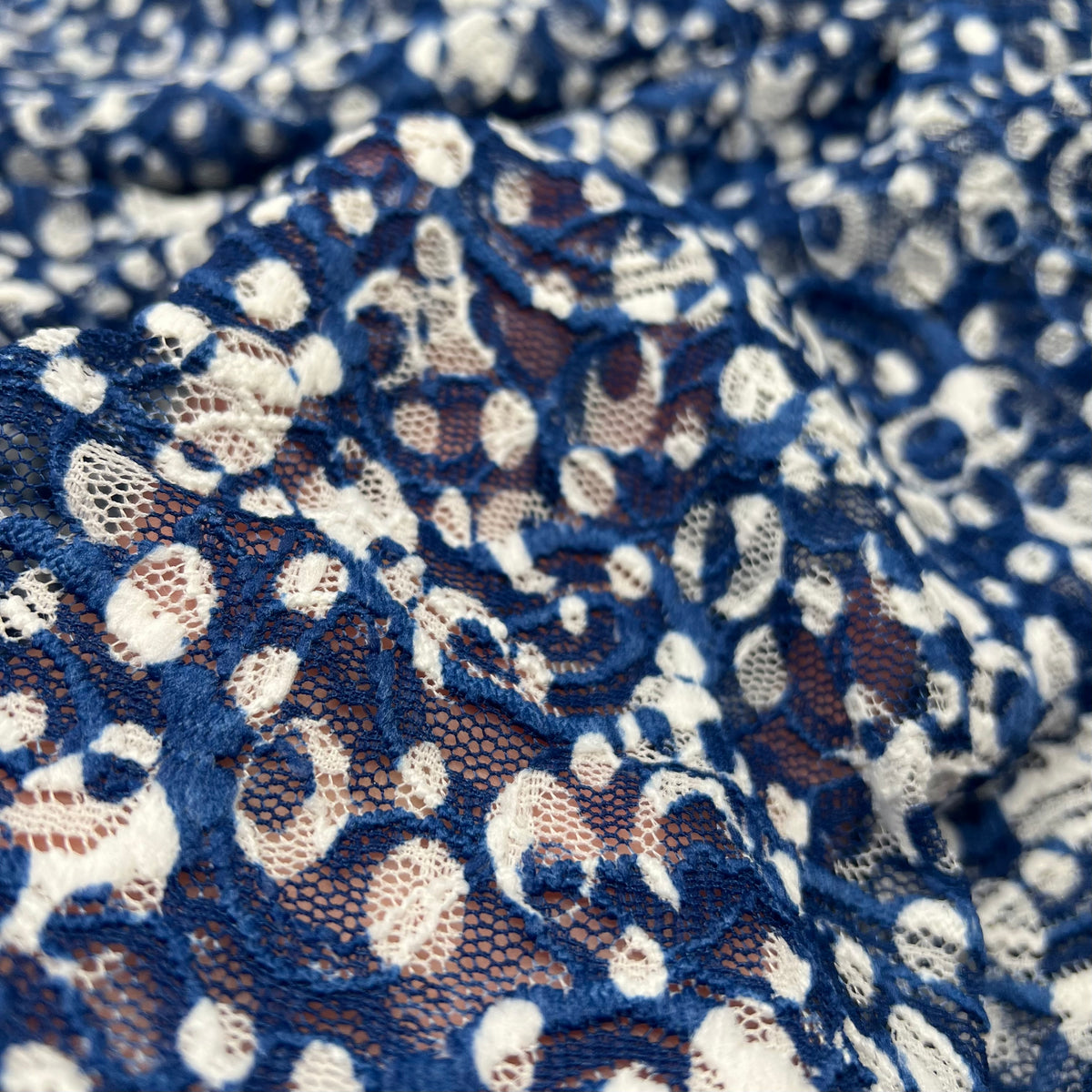 Blue & Cream Abstract Spot Fabric Stretch