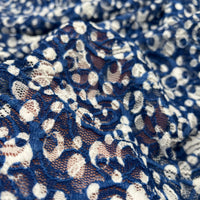 Blue & Cream Abstract Spot Fabric Stretch