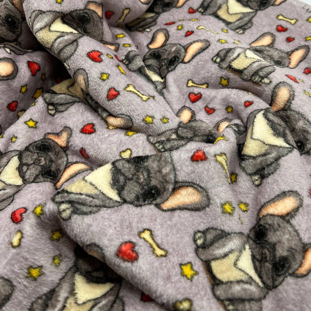 Bone Puppy Cuddle Fleece Fabric Blanket Loungewear