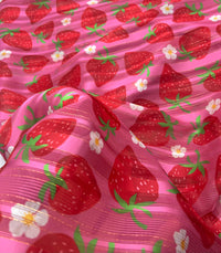 Pink Strawberry Lightweight Fabric 90GSM Non Stretch