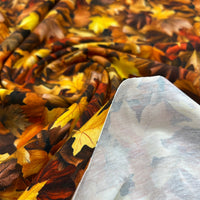 Brown Leaves Print Cotton Jersey 200 GSM 95/5 Lycra 4 Way Stretch