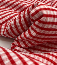 Red Gingham Detail Print Lightweight Crinkle Crepe Fabric