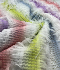 Multi Stripe Textured Mesh Tassel Fabric 2 Way Stretch