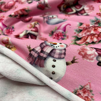 Pink Christmas French Terry Loopback Cotton Jersey Lycra 4 Way Stretch