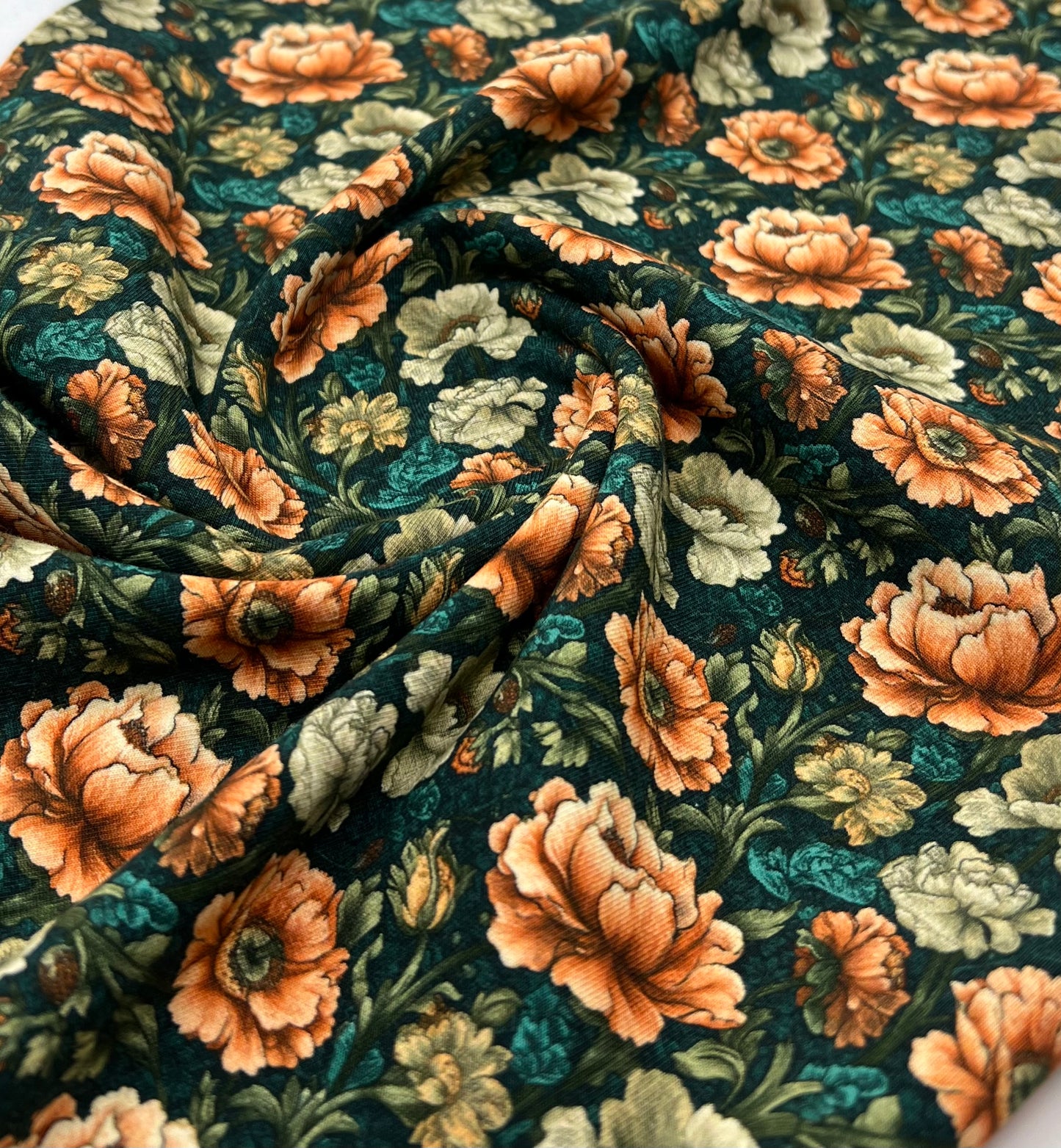 Vintage Roses Print Cotton Stretch Jersey 200 GSM 95/5 Lycra 4 Way Stretch