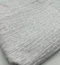 White Animal Crinkled Lightweight Non Stretch Woven Fabric