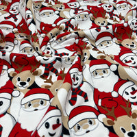 Santa Snow French Terry Loopback Cotton Jersey Lycra 4 Way Stretch