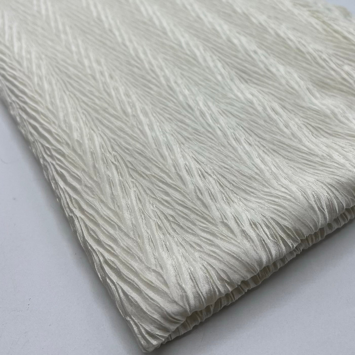 Cream Wave Plisse Pleated Stretch Fabric