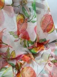 Exotic Floral Fruit Printed Chiffon Dress Fabric