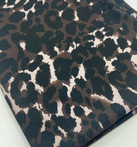 Brown Grey Leopard Print Lightweight Bubble Crepe Fabric