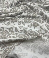 Ivory Grey Floral Lightweight Stretch Fabric