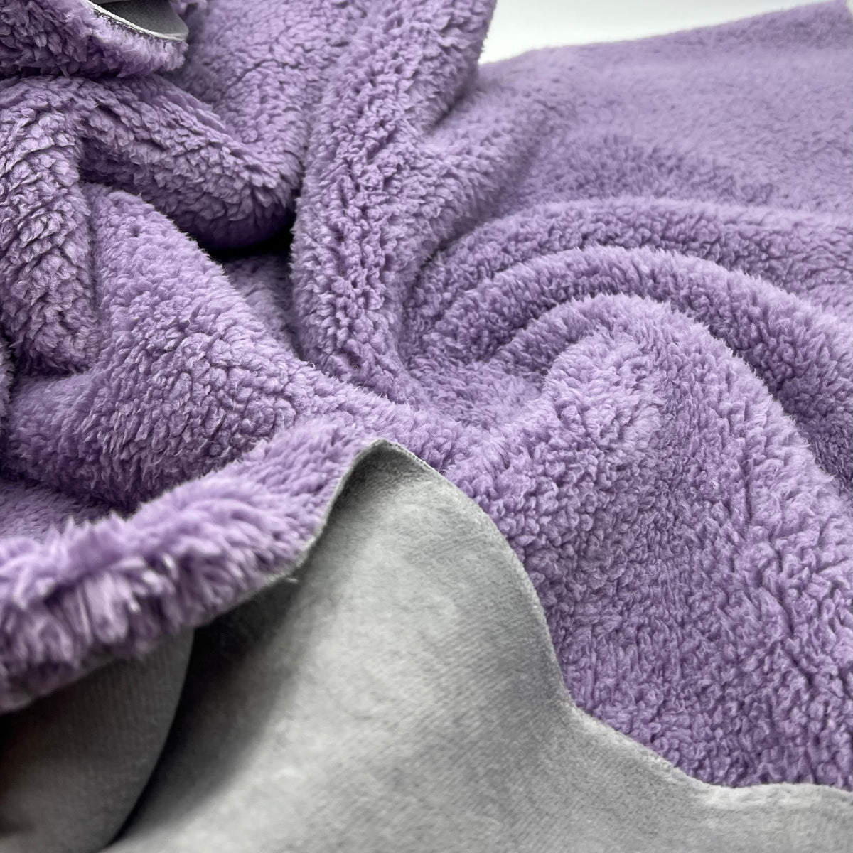 Lilac Grey Luxury Sherpa Backed Fleece Fluffy Faux Fur Fabric L