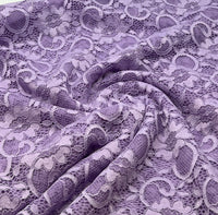 Lilac Flower Scalloped Edge Floral Lace Fabric Stretch