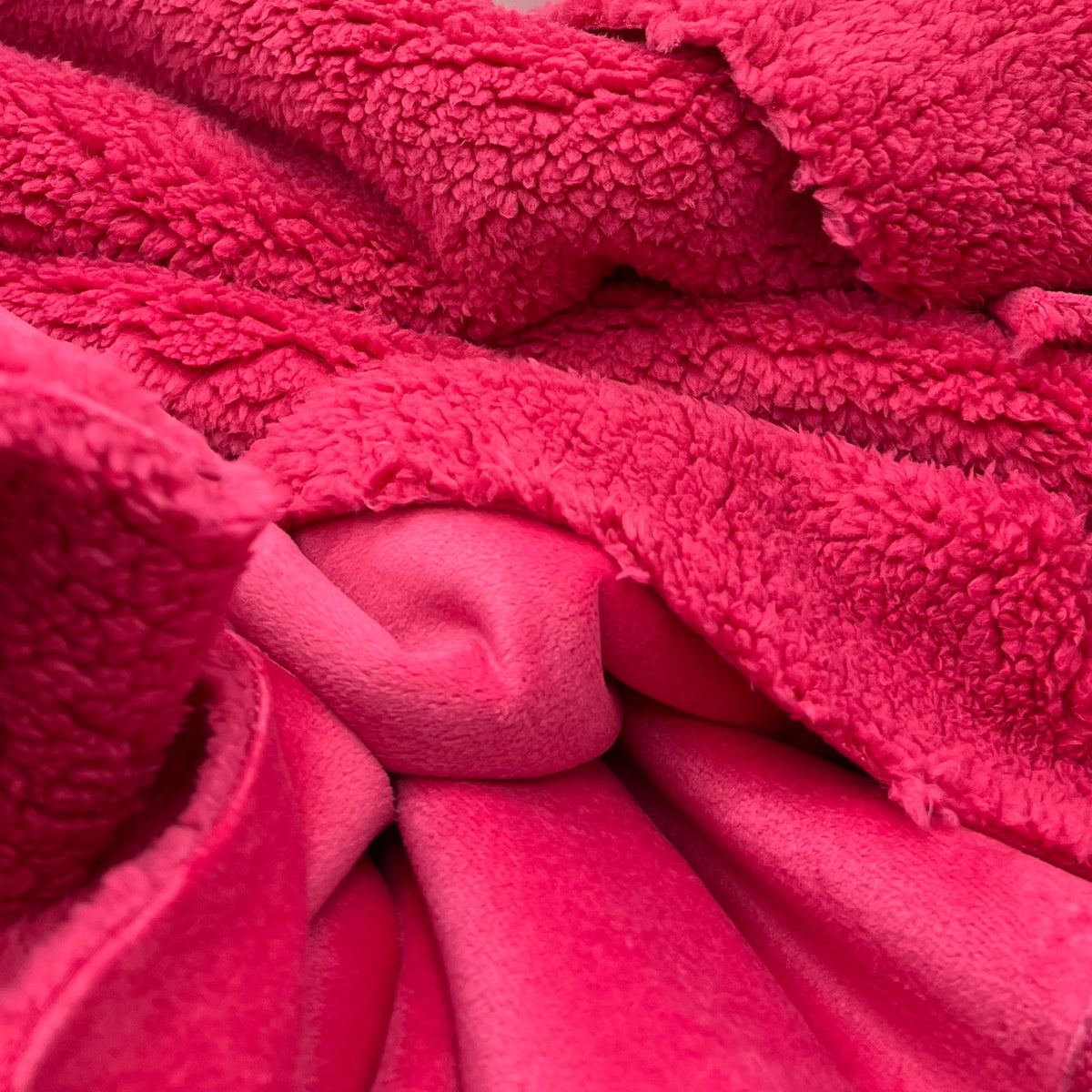 Hot Pink Cerise Luxury Sherpa Backed Fleece Fluffy Faux Fur Fabric
